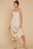 2 Know What You Want Beige Print Midi Dress at reddress.com