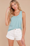 6 The Tile Blue Cotton Slub Scoop Tank at reddress.com