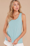 7 The Tile Blue Cotton Slub Scoop Tank at reddress.com