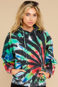 1 New Sensations Black Dynamite Spiral Tie Dye Hoodie at reddress.com