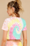 7 Totally Rad Magenta Mint Spiral Tie Dye Crop Tee at reddress.com