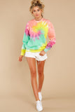 3 Blur The Lines Magenta Mint Tie Dye Sweatshirt at reddress.com