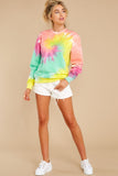 2 Blur The Lines Magenta Mint Tie Dye Sweatshirt at reddress.com