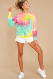 4 Blur The Lines Magenta Mint Tie Dye Sweatshirt at reddress.com