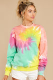 5 Blur The Lines Magenta Mint Tie Dye Sweatshirt at reddress.com