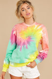 1 Blur The Lines Magenta Mint Tie Dye Sweatshirt at reddress.com