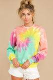 6 Blur The Lines Magenta Mint Tie Dye Sweatshirt at reddress.com