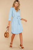 3 Song Of Love Light Blue Chambray Dress at reddress.com