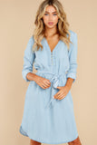 4 Song Of Love Light Blue Chambray Dress at reddress.com