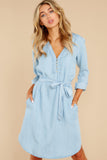 5 Song Of Love Light Blue Chambray Dress at reddress.com